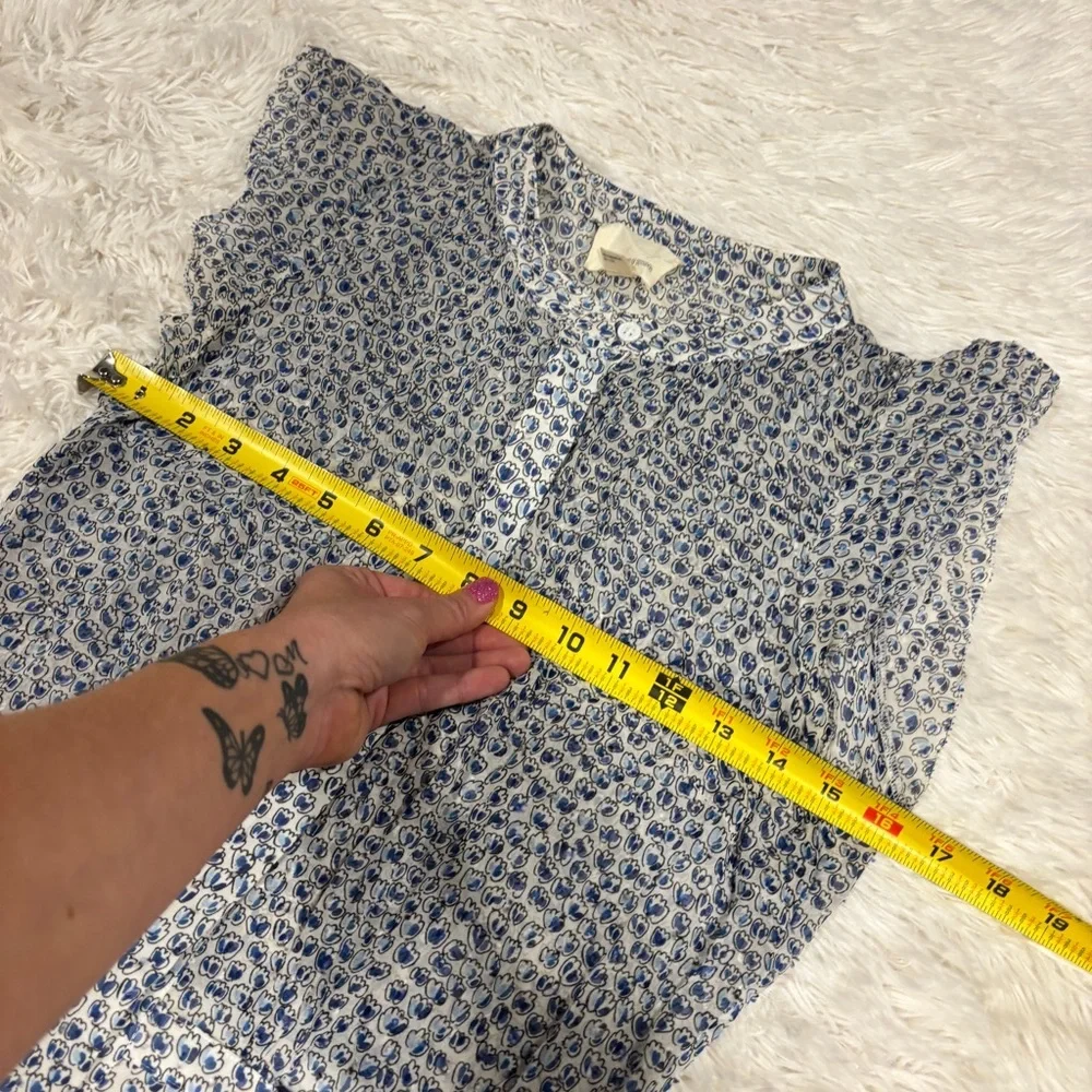 Band of Outsiders Scribble Flower Silk Flutter Sleeve Shirt Dress - Picture 7 of 12